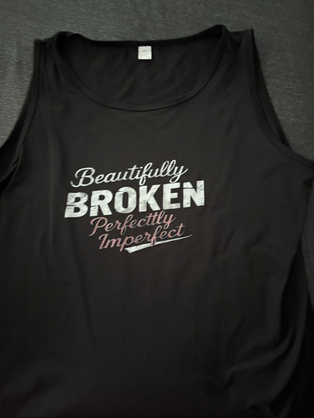 SHEIN Black Graphic 'Beautifully Broken' Tank Top